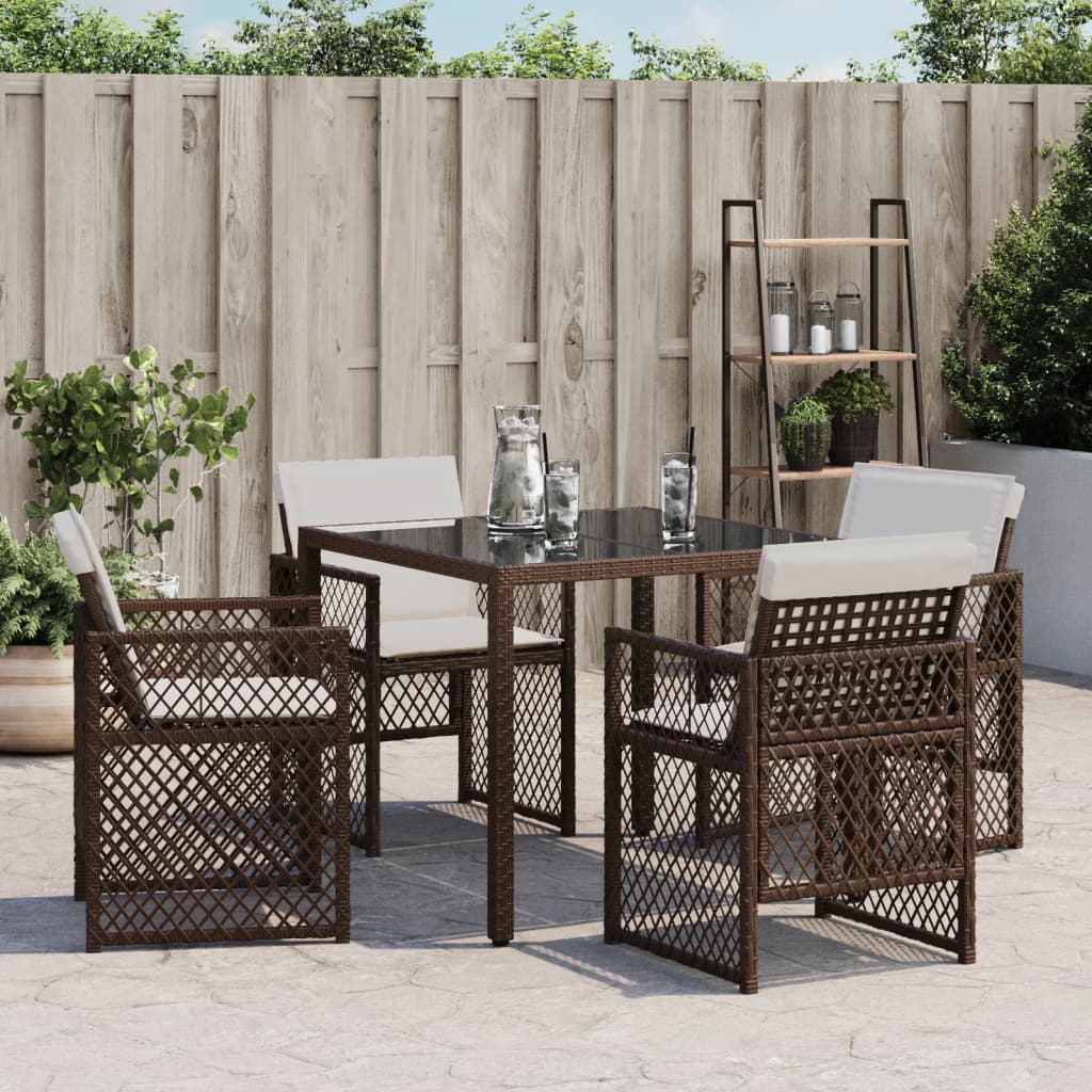 Tuinstoelen 4 st met kussens poly rattan bruin is nu te koop bij PeponiXL, paradijselijk wonen!