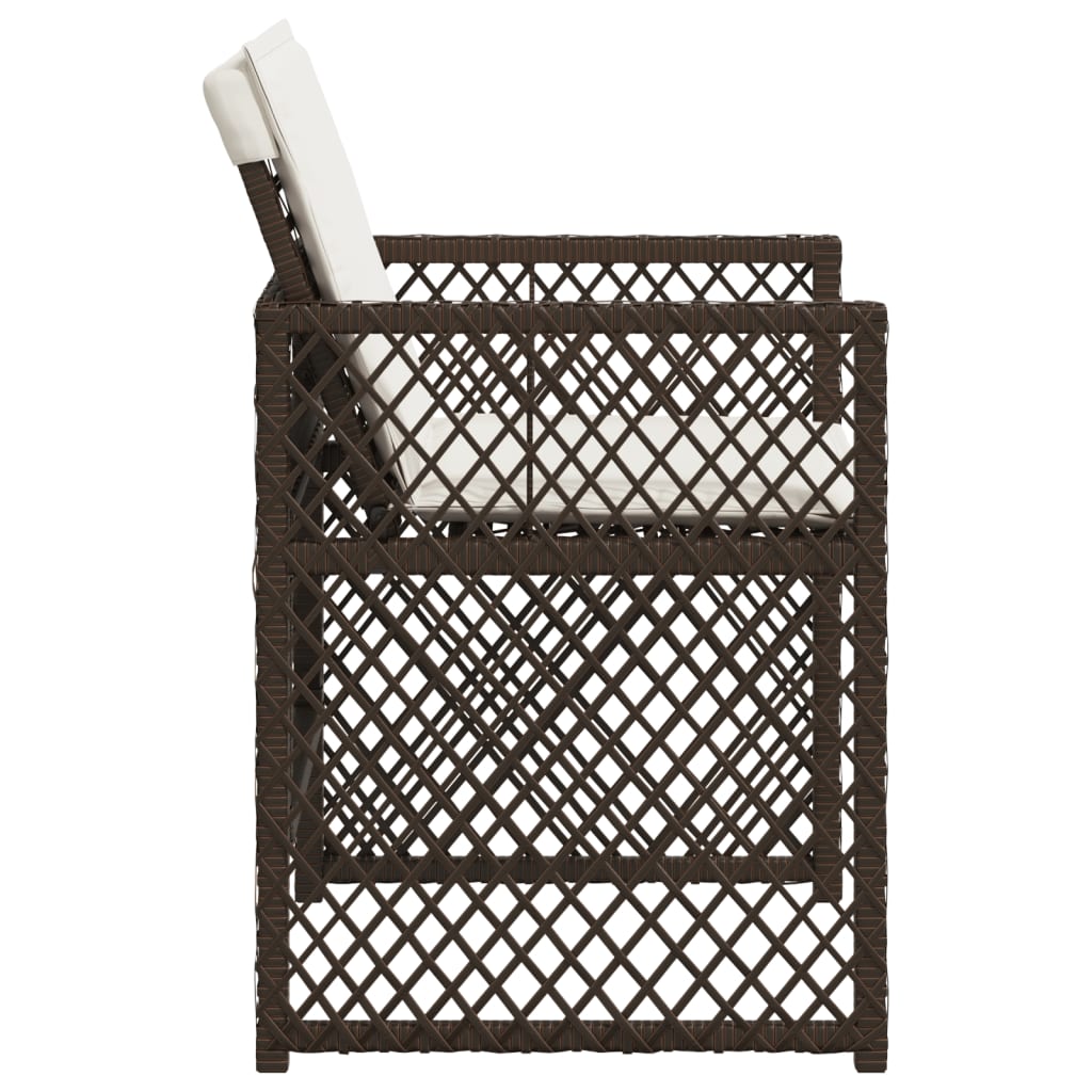 Tuinstoelen 4 st met kussens poly rattan bruin is nu te koop bij PeponiXL, paradijselijk wonen!