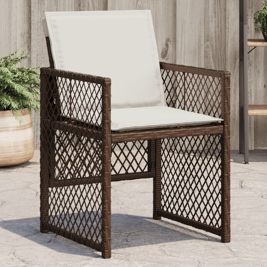 Tuinstoelen 4 st met kussens poly rattan bruin is nu te koop bij PeponiXL, paradijselijk wonen!