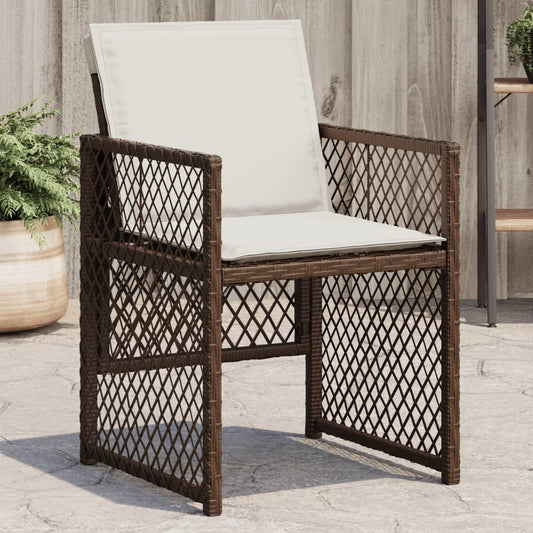 Tuinstoelen 4 st met kussens poly rattan bruin is nu te koop bij PeponiXL, paradijselijk wonen!