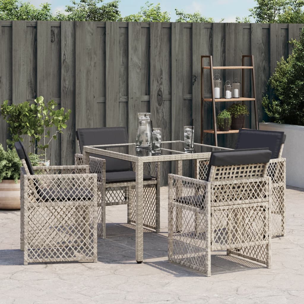 Tuinstoelen 4 st met kussens poly rattan lichtgrijs is nu te koop bij PeponiXL, paradijselijk wonen!