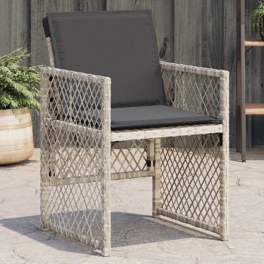 Tuinstoelen 4 st met kussens poly rattan lichtgrijs is nu te koop bij PeponiXL, paradijselijk wonen!