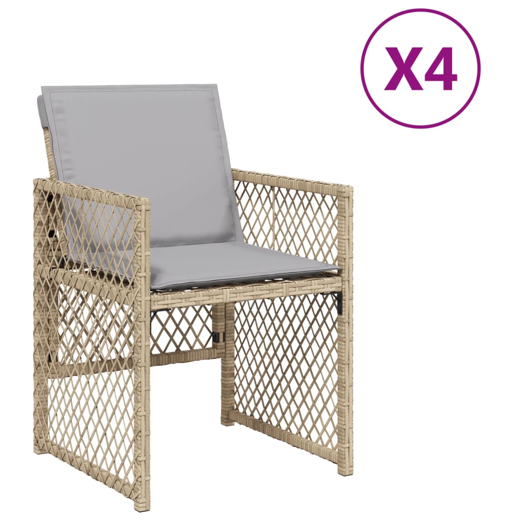 Tuinstoelen 4 st met kussens poly rattan gemengd beige is nu te koop bij PeponiXL, paradijselijk wonen!