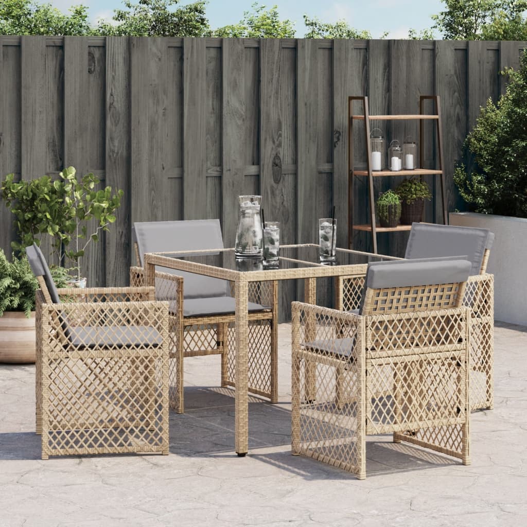 Tuinstoelen 4 st met kussens poly rattan gemengd beige is nu te koop bij PeponiXL, paradijselijk wonen!