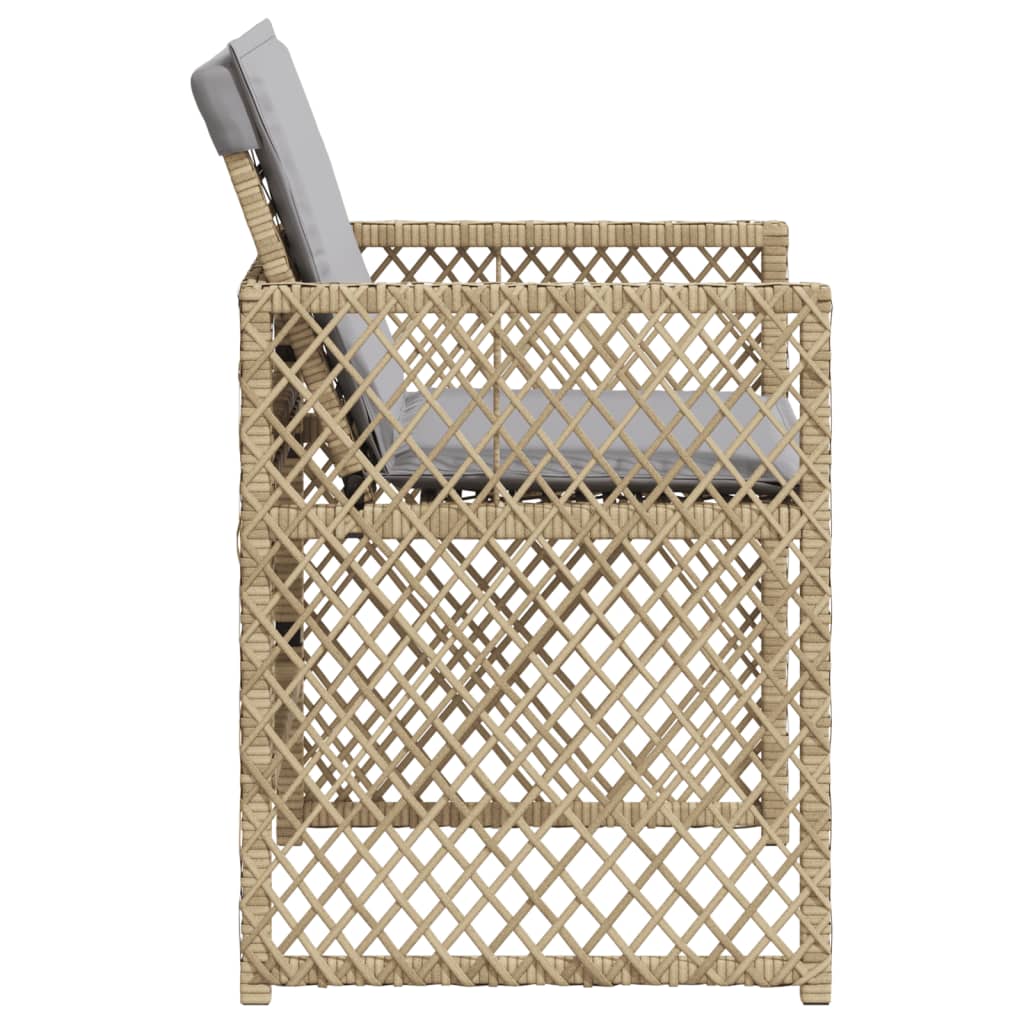Tuinstoelen 4 st met kussens poly rattan gemengd beige is nu te koop bij PeponiXL, paradijselijk wonen!