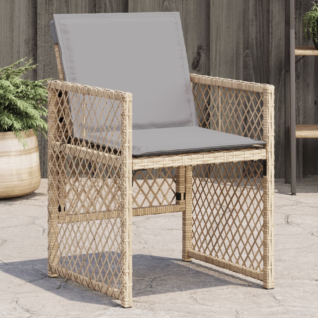 Tuinstoelen 4 st met kussens poly rattan gemengd beige is nu te koop bij PeponiXL, paradijselijk wonen!