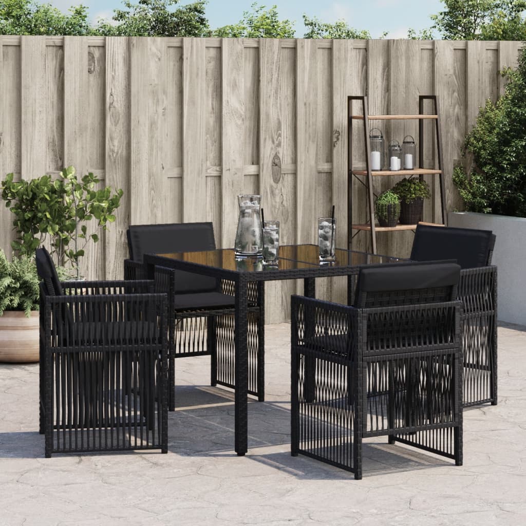 Tuinstoelen 4 st met kussens poly rattan zwart is nu te koop bij PeponiXL, paradijselijk wonen!