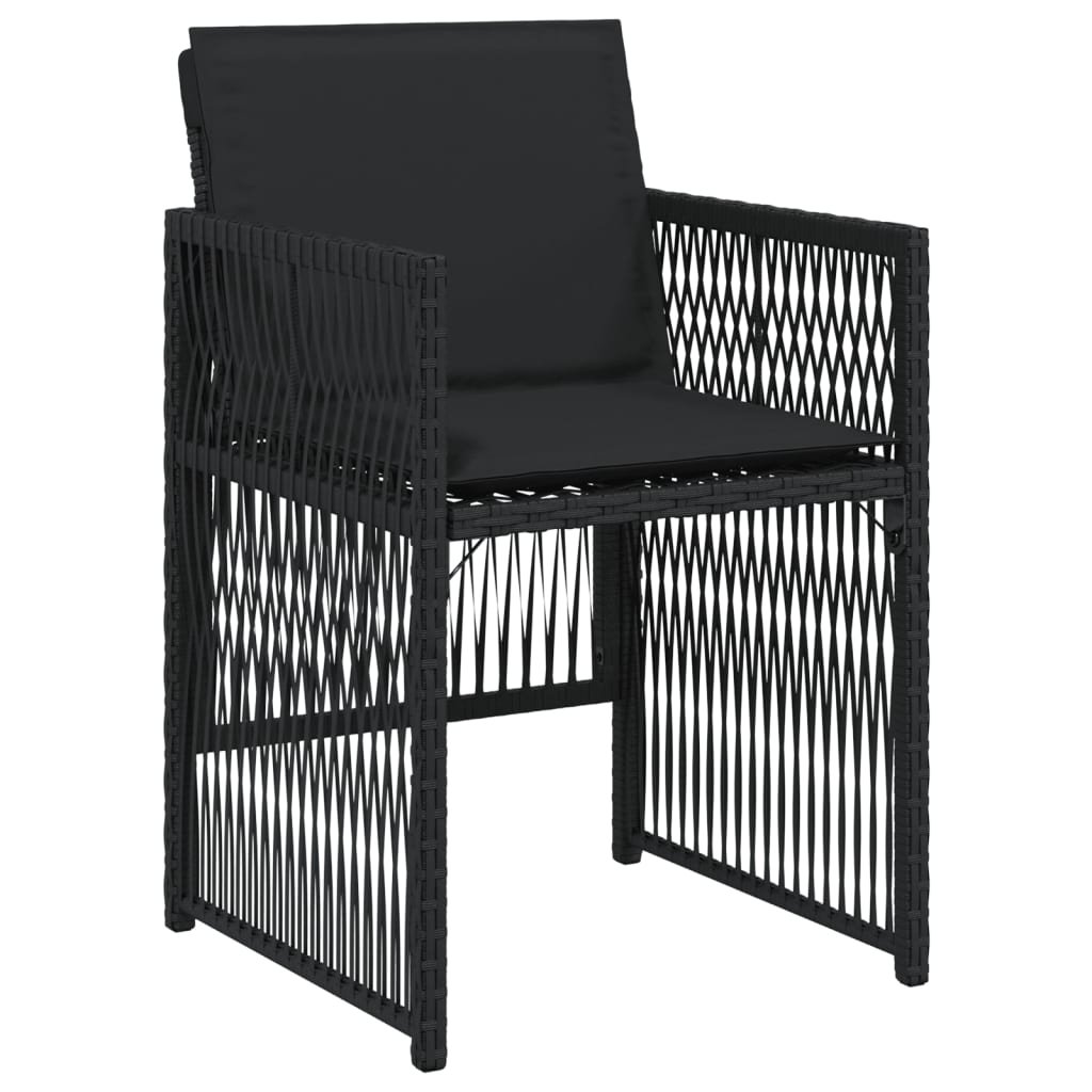 Tuinstoelen 4 st met kussens poly rattan zwart is nu te koop bij PeponiXL, paradijselijk wonen!
