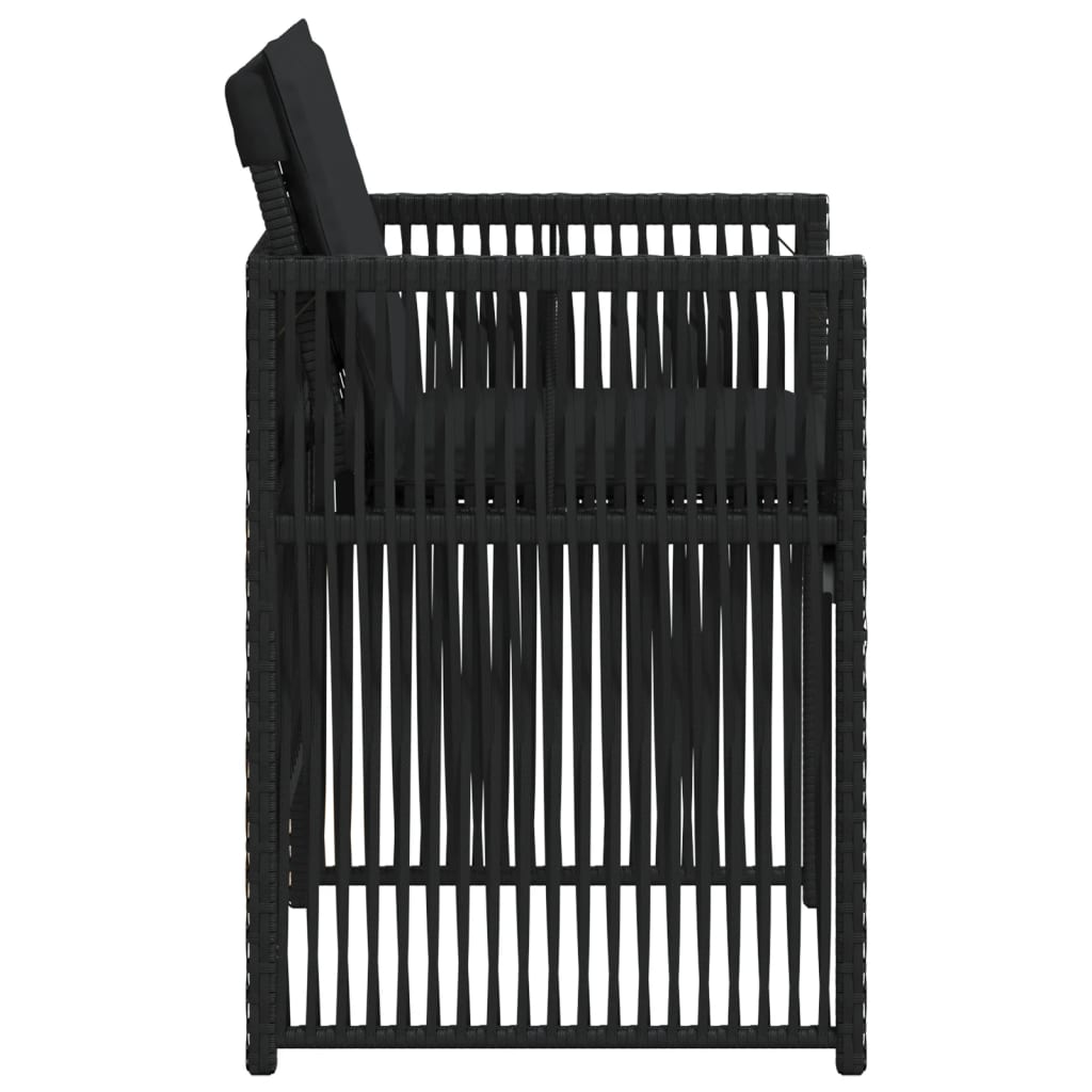 Tuinstoelen 4 st met kussens poly rattan zwart is nu te koop bij PeponiXL, paradijselijk wonen!