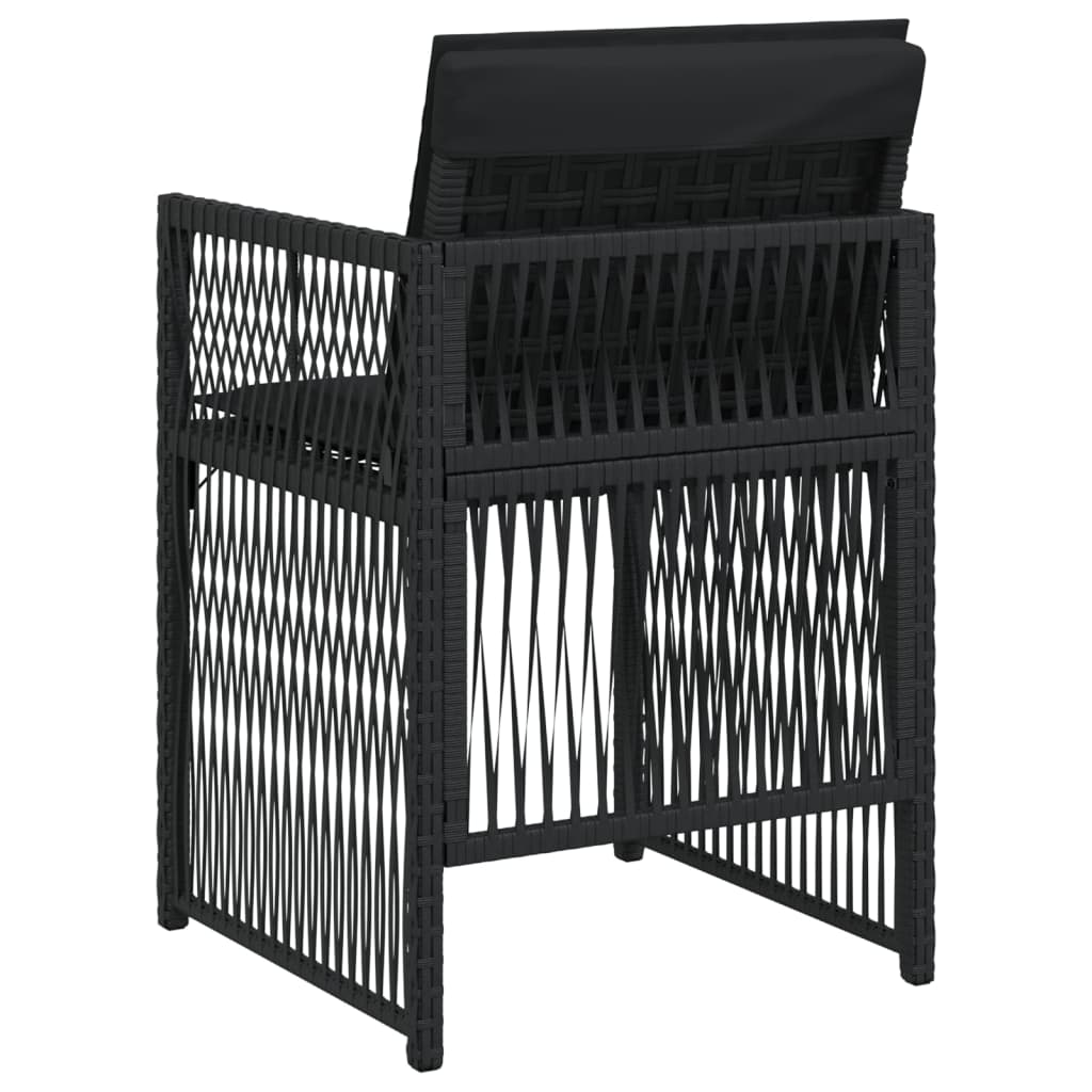 Tuinstoelen 4 st met kussens poly rattan zwart is nu te koop bij PeponiXL, paradijselijk wonen!