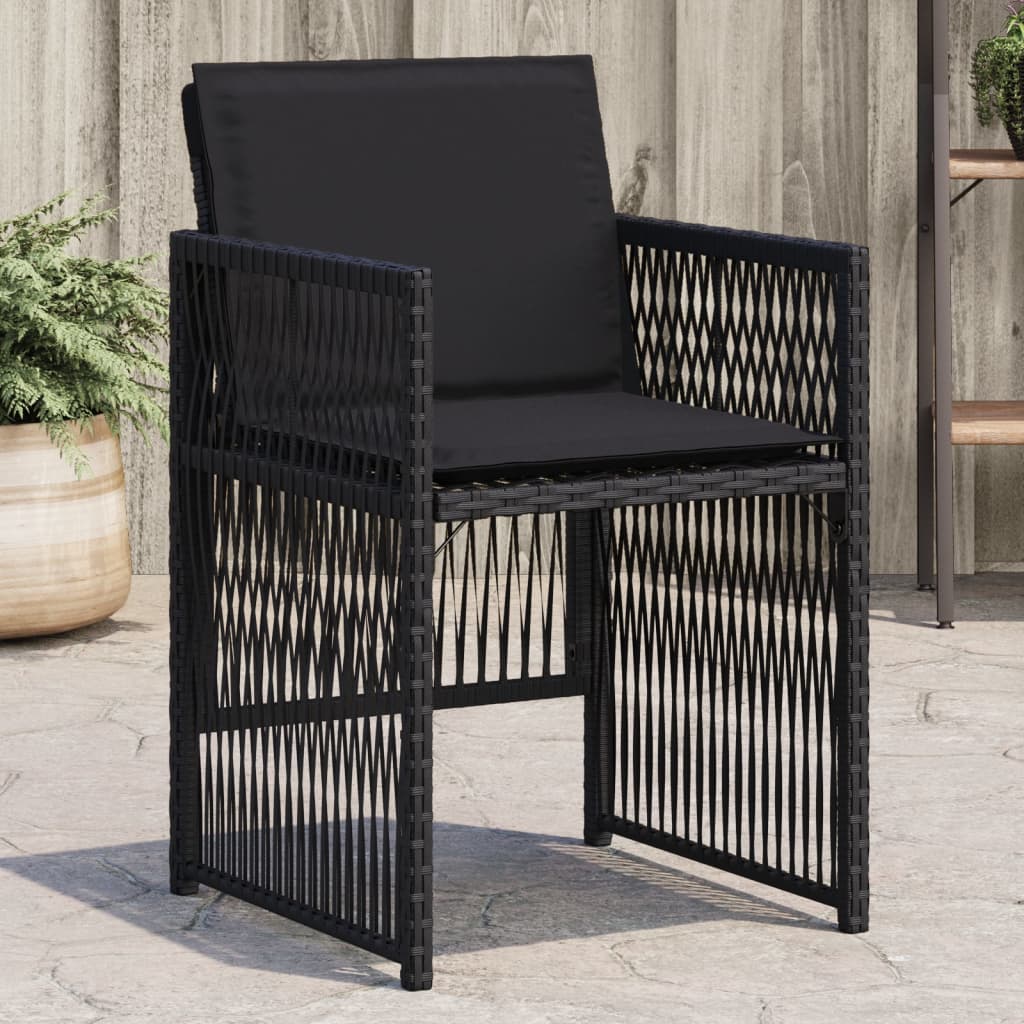 Tuinstoelen 4 st met kussens poly rattan zwart is nu te koop bij PeponiXL, paradijselijk wonen!