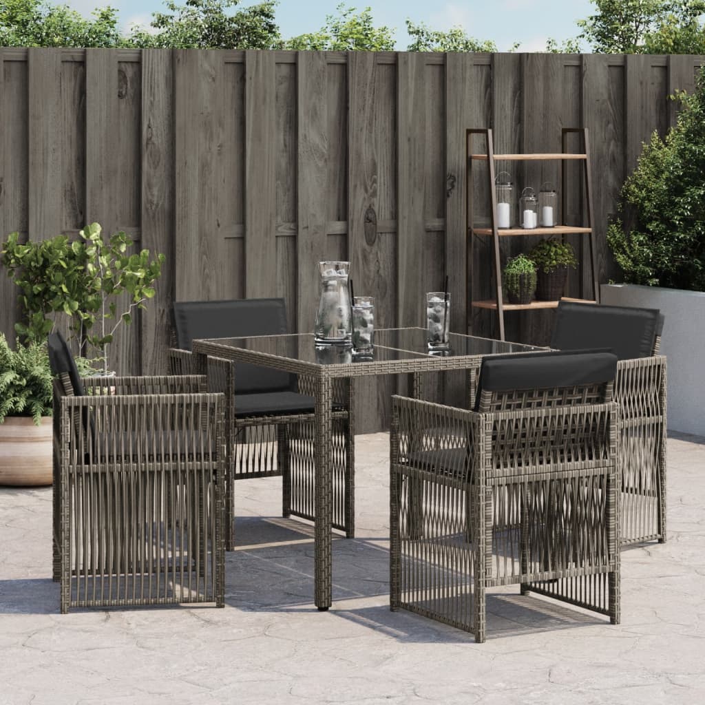 Tuinstoelen 4 st met kussens poly rattan grijs is nu te koop bij PeponiXL, paradijselijk wonen!