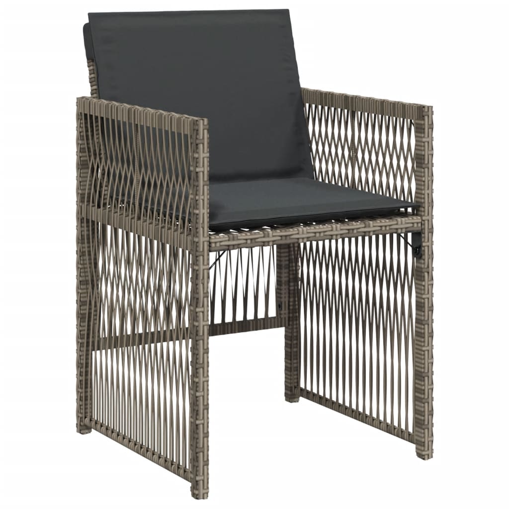 Tuinstoelen 4 st met kussens poly rattan grijs is nu te koop bij PeponiXL, paradijselijk wonen!