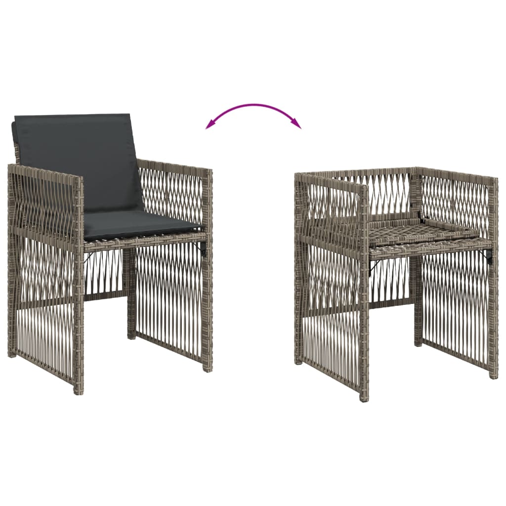 Tuinstoelen 4 st met kussens poly rattan grijs is nu te koop bij PeponiXL, paradijselijk wonen!