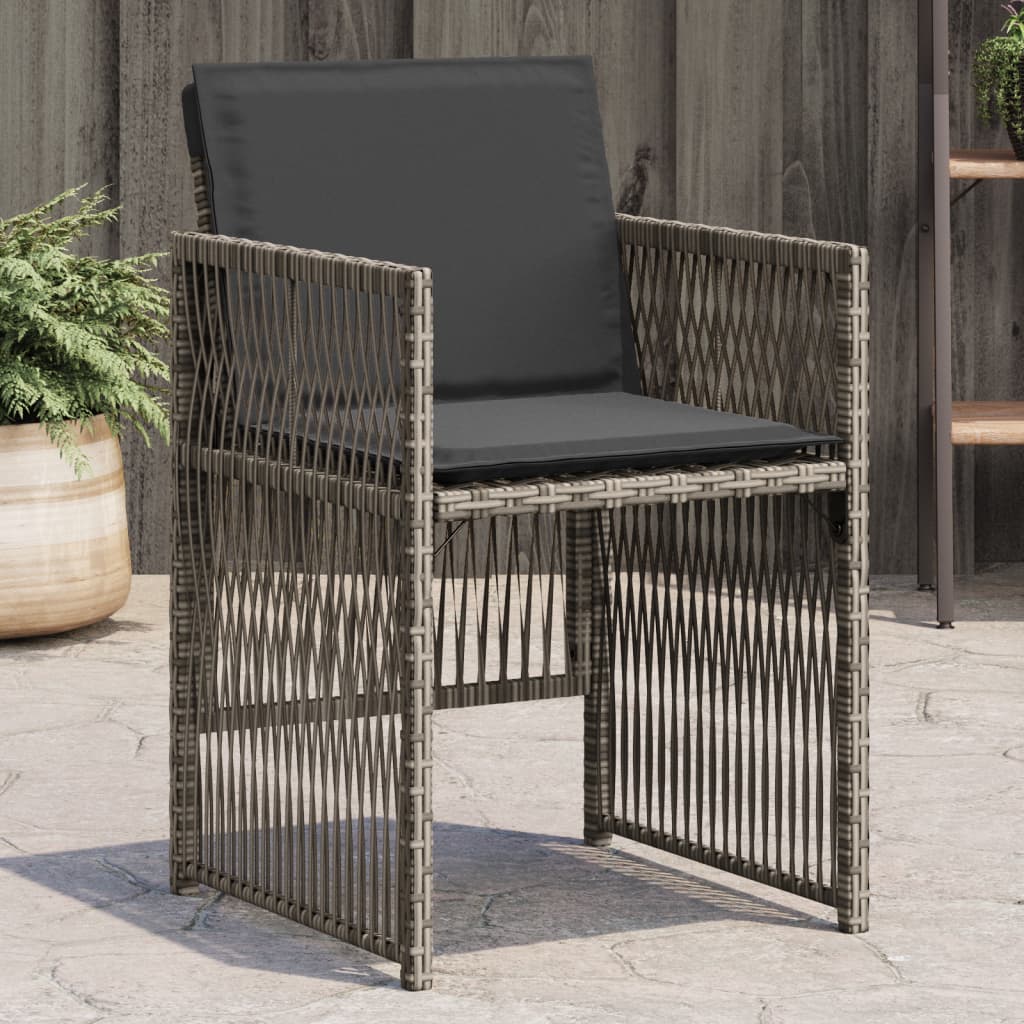 Tuinstoelen 4 st met kussens poly rattan grijs is nu te koop bij PeponiXL, paradijselijk wonen!