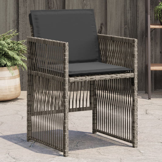 Tuinstoelen 4 st met kussens poly rattan grijs is nu te koop bij PeponiXL, paradijselijk wonen!