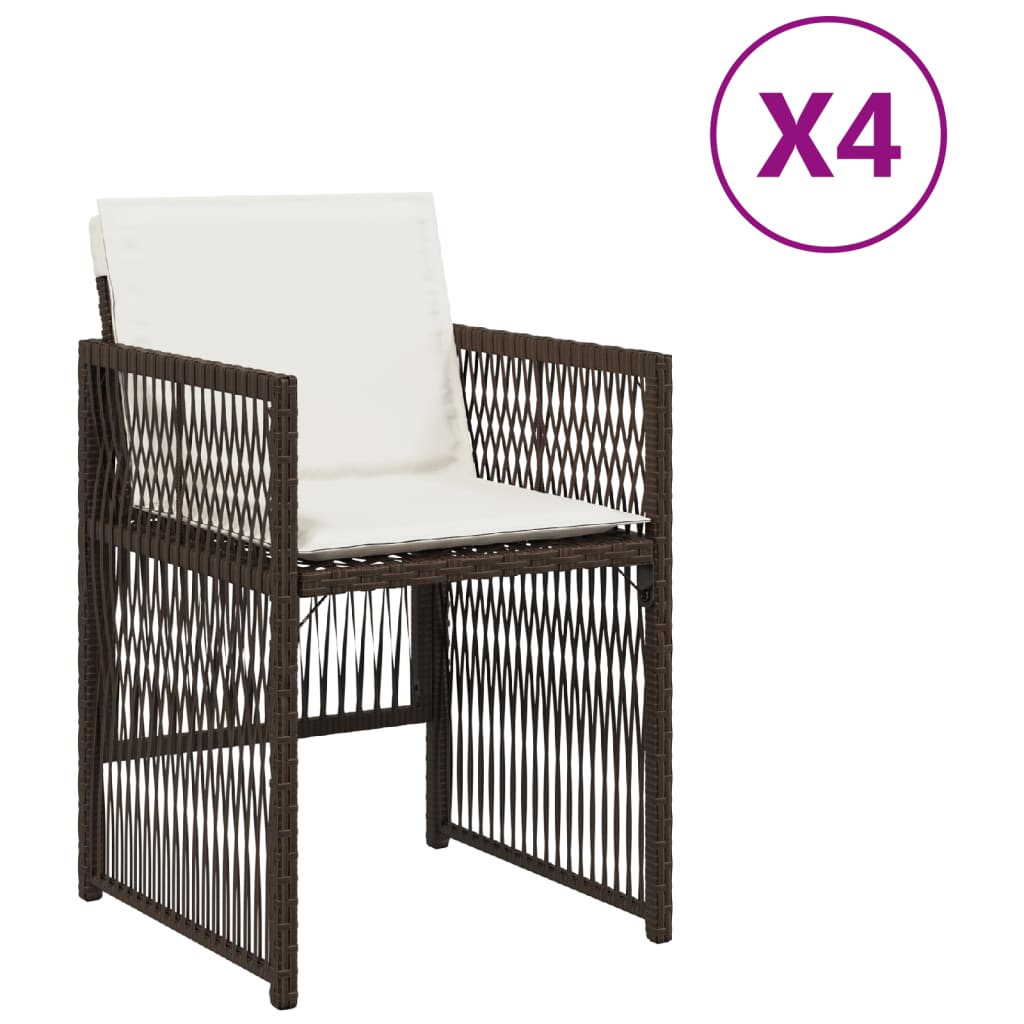 Tuinstoelen 4 st met kussens poly rattan bruin is nu te koop bij PeponiXL, paradijselijk wonen!