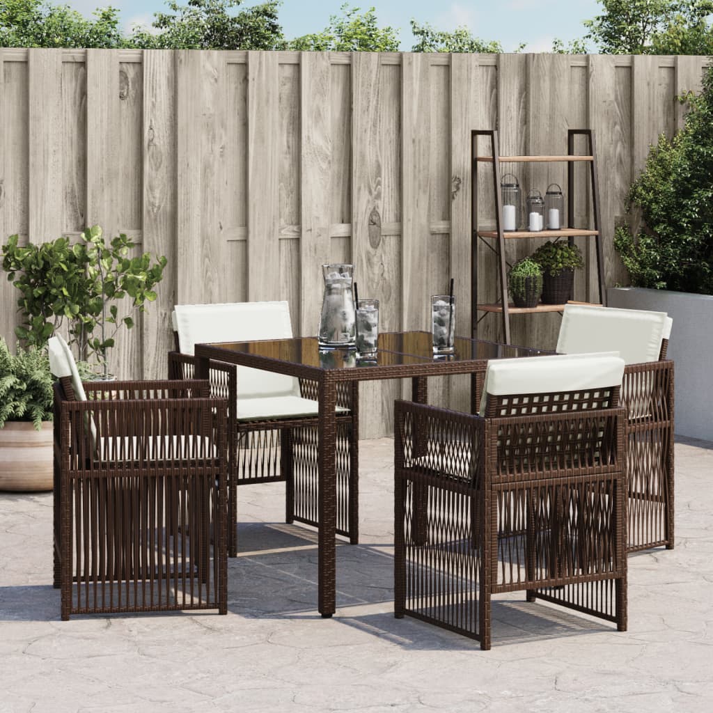 Tuinstoelen 4 st met kussens poly rattan bruin is nu te koop bij PeponiXL, paradijselijk wonen!