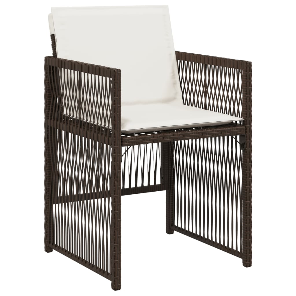 Tuinstoelen 4 st met kussens poly rattan bruin is nu te koop bij PeponiXL, paradijselijk wonen!