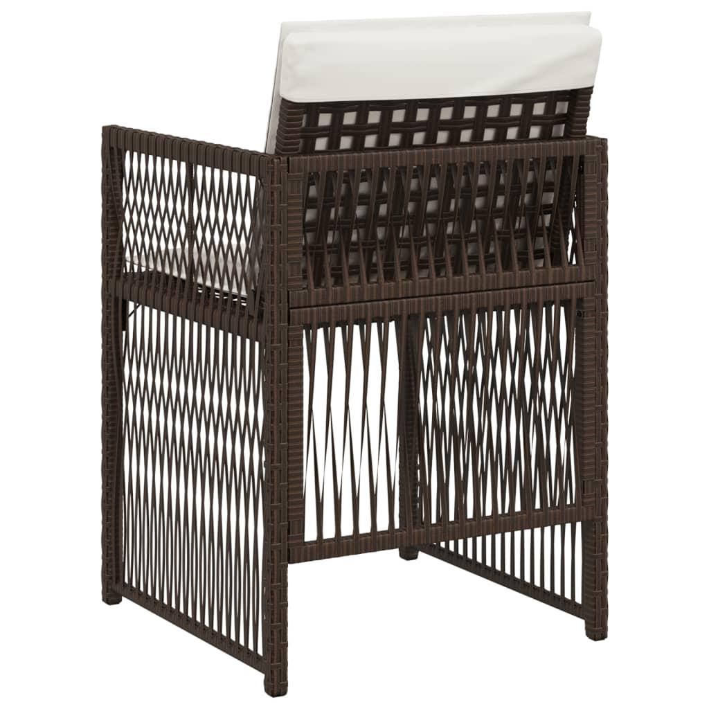 Tuinstoelen 4 st met kussens poly rattan bruin is nu te koop bij PeponiXL, paradijselijk wonen!