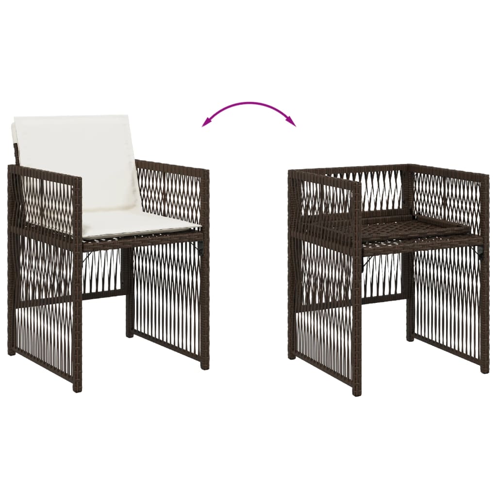 Tuinstoelen 4 st met kussens poly rattan bruin is nu te koop bij PeponiXL, paradijselijk wonen!