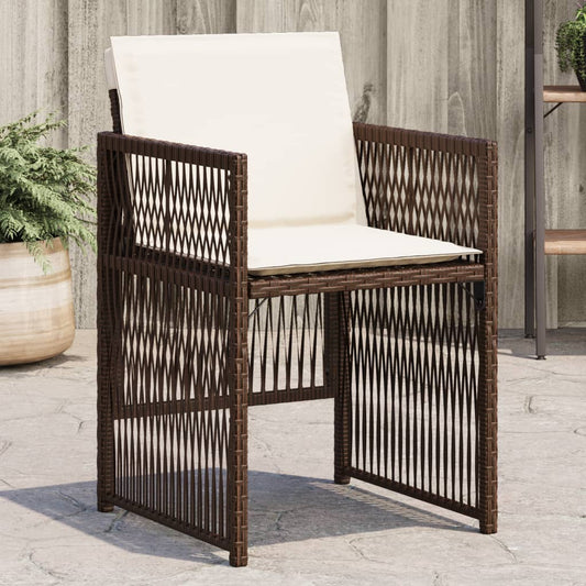 Tuinstoelen 4 st met kussens poly rattan bruin is nu te koop bij PeponiXL, paradijselijk wonen!