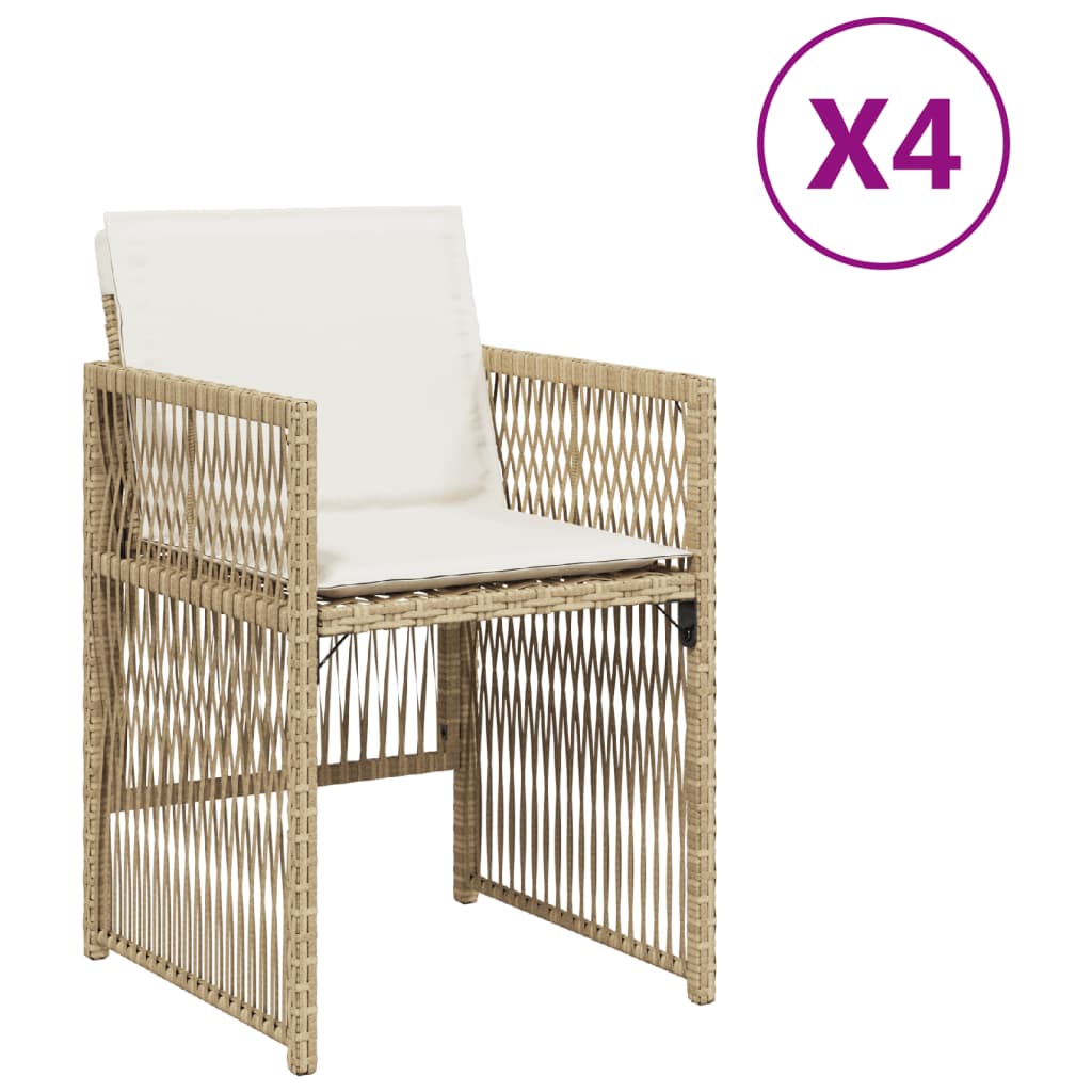 Tuinstoelen 4 st met kussens poly rattan beige is nu te koop bij PeponiXL, paradijselijk wonen!