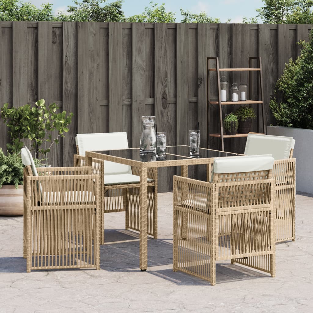 Tuinstoelen 4 st met kussens poly rattan beige is nu te koop bij PeponiXL, paradijselijk wonen!