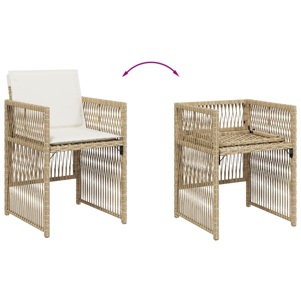 Tuinstoelen 4 st met kussens poly rattan beige is nu te koop bij PeponiXL, paradijselijk wonen!