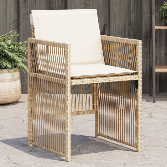 Tuinstoelen 4 st met kussens poly rattan beige is nu te koop bij PeponiXL, paradijselijk wonen!