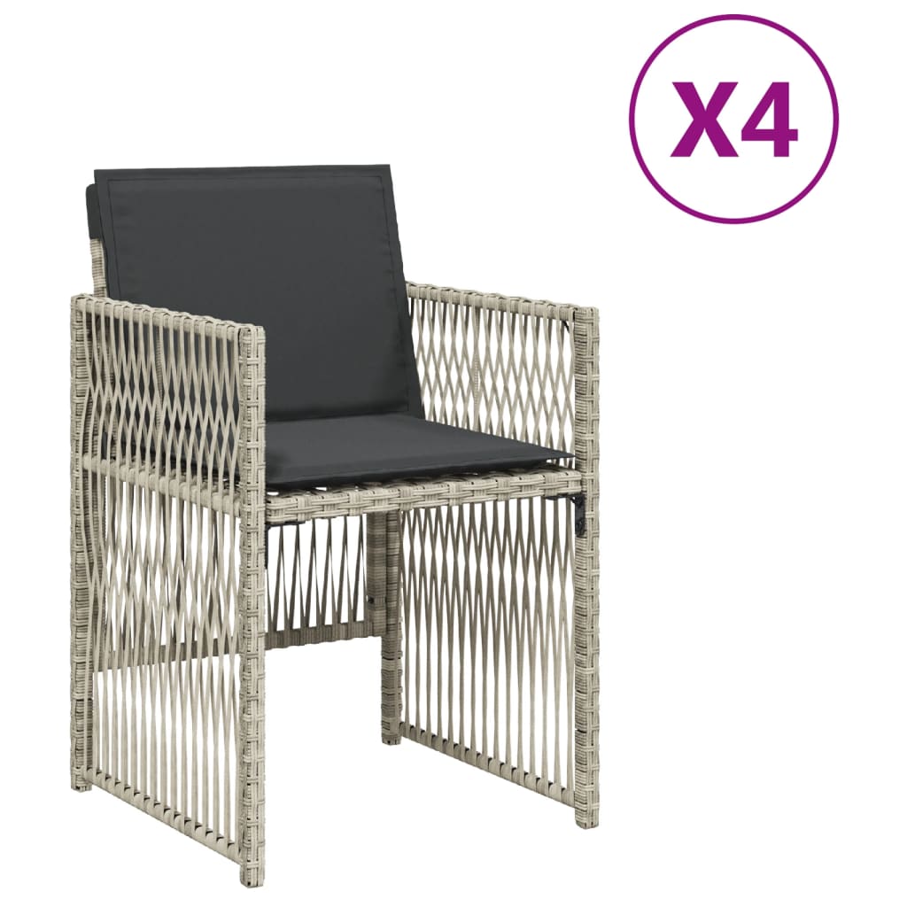 Tuinstoelen 4 st met kussens poly rattan lichtgrijs is nu te koop bij PeponiXL, paradijselijk wonen!
