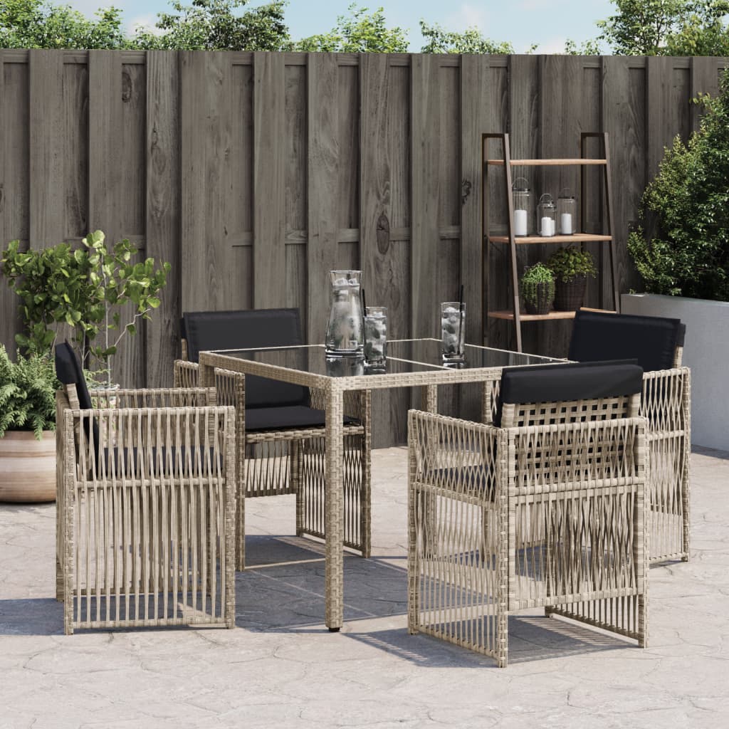 Tuinstoelen 4 st met kussens poly rattan lichtgrijs is nu te koop bij PeponiXL, paradijselijk wonen!