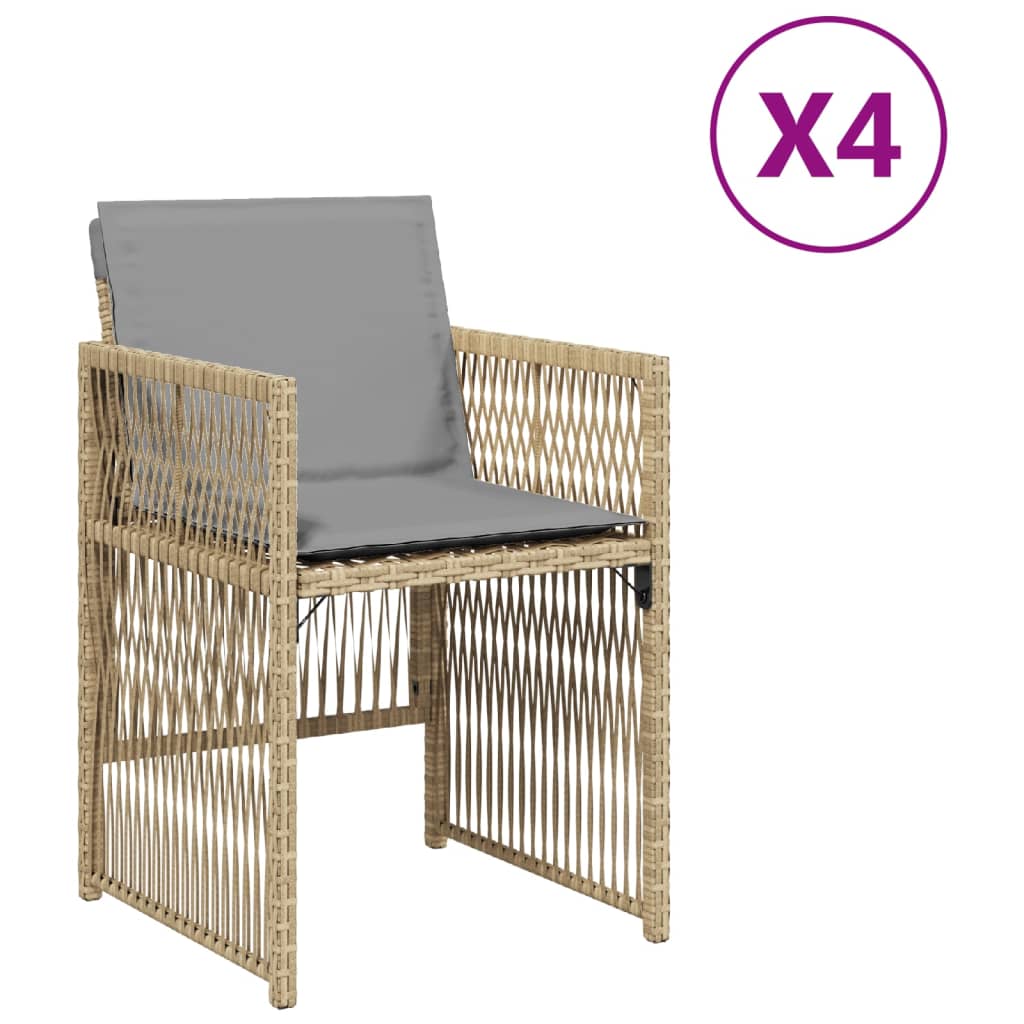 Tuinstoelen 4 st met kussens poly rattan gemengd beige is nu te koop bij PeponiXL, paradijselijk wonen!
