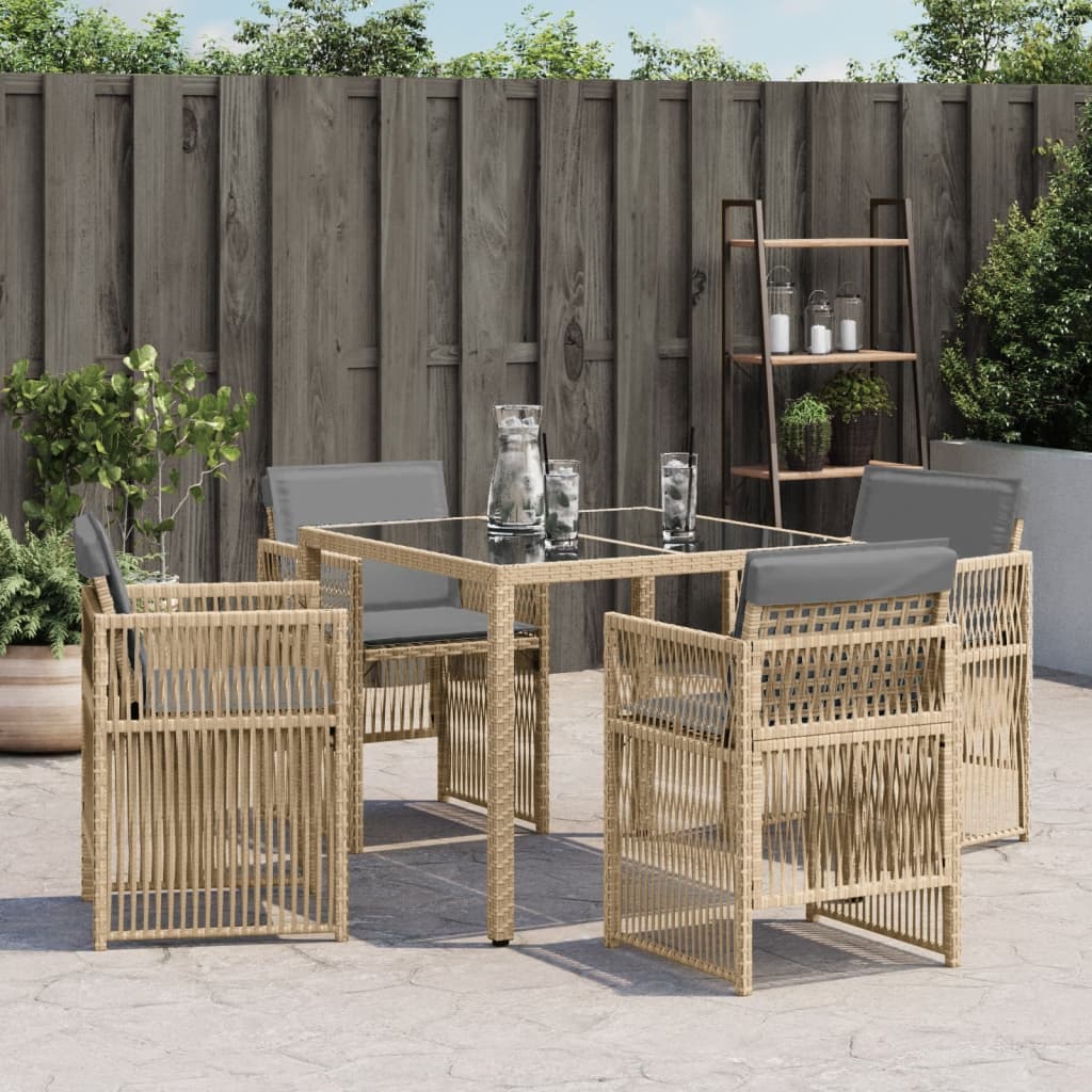 Tuinstoelen 4 st met kussens poly rattan gemengd beige is nu te koop bij PeponiXL, paradijselijk wonen!
