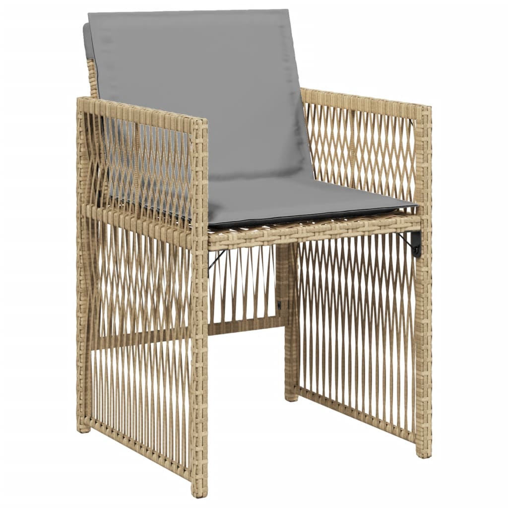 Tuinstoelen 4 st met kussens poly rattan gemengd beige is nu te koop bij PeponiXL, paradijselijk wonen!