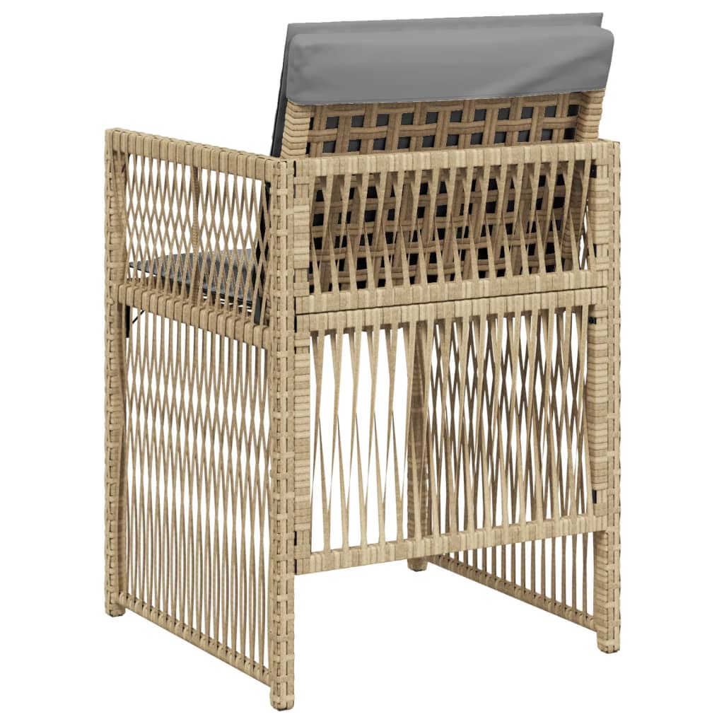 Tuinstoelen 4 st met kussens poly rattan gemengd beige is nu te koop bij PeponiXL, paradijselijk wonen!