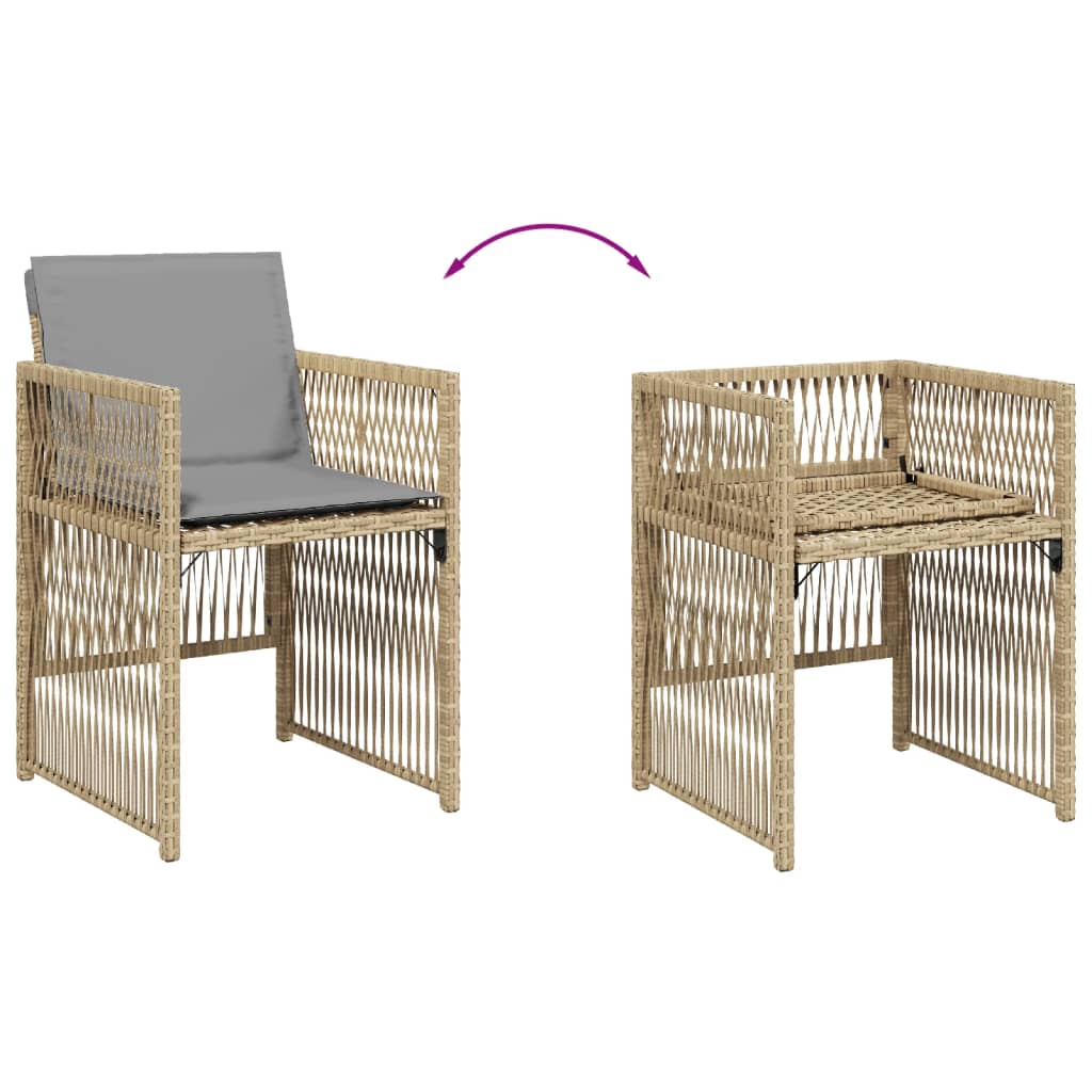 Tuinstoelen 4 st met kussens poly rattan gemengd beige is nu te koop bij PeponiXL, paradijselijk wonen!