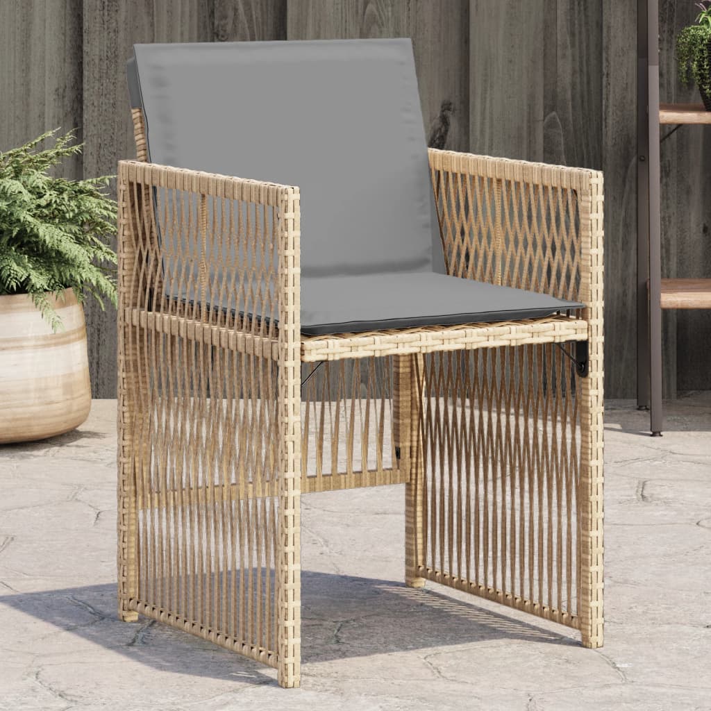Tuinstoelen 4 st met kussens poly rattan gemengd beige is nu te koop bij PeponiXL, paradijselijk wonen!