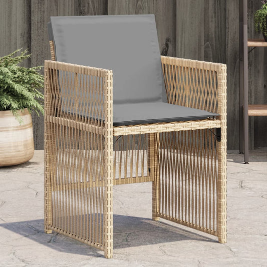 Tuinstoelen 4 st met kussens poly rattan gemengd beige is nu te koop bij PeponiXL, paradijselijk wonen!