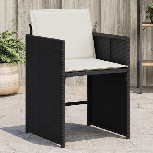 Tuinstoelen 4 st met kussens poly rattan zwart is nu te koop bij PeponiXL, paradijselijk wonen!
