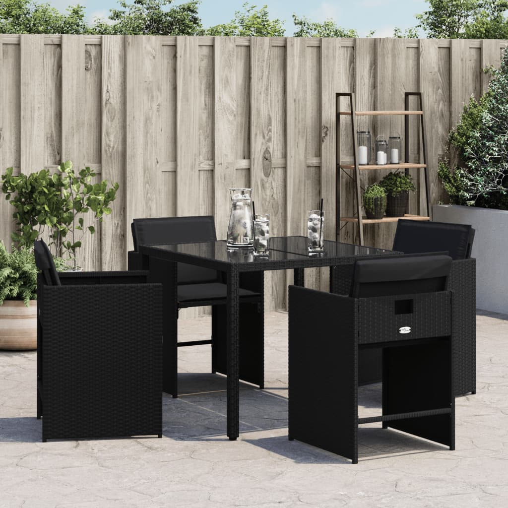 Tuinstoelen 4 st met kussens poly rattan zwart is nu te koop bij PeponiXL, paradijselijk wonen!