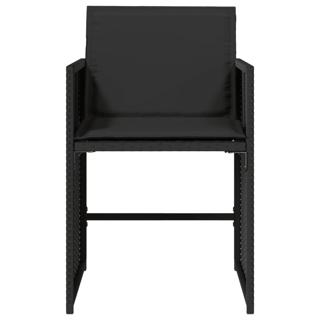 Tuinstoelen 4 st met kussens poly rattan zwart is nu te koop bij PeponiXL, paradijselijk wonen!