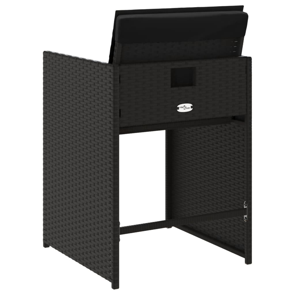 Tuinstoelen 4 st met kussens poly rattan zwart is nu te koop bij PeponiXL, paradijselijk wonen!