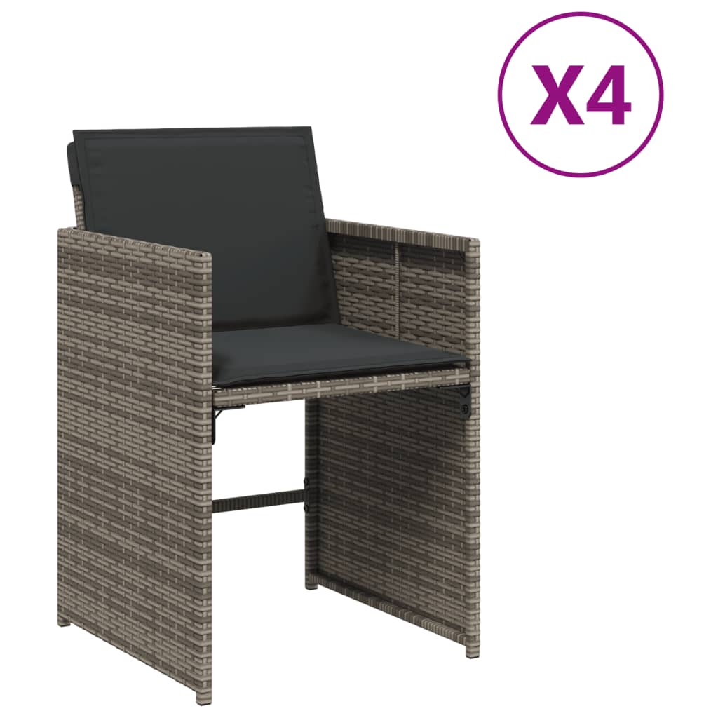 Tuinstoelen 4 st met kussens poly rattan grijs is nu te koop bij PeponiXL, paradijselijk wonen!