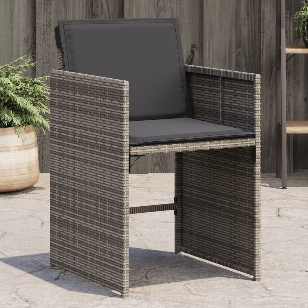 Tuinstoelen 4 st met kussens poly rattan grijs is nu te koop bij PeponiXL, paradijselijk wonen!