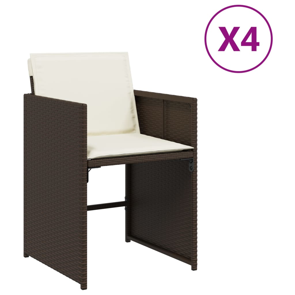 Tuinstoelen 4 st met kussens poly rattan bruin is nu te koop bij PeponiXL, paradijselijk wonen!