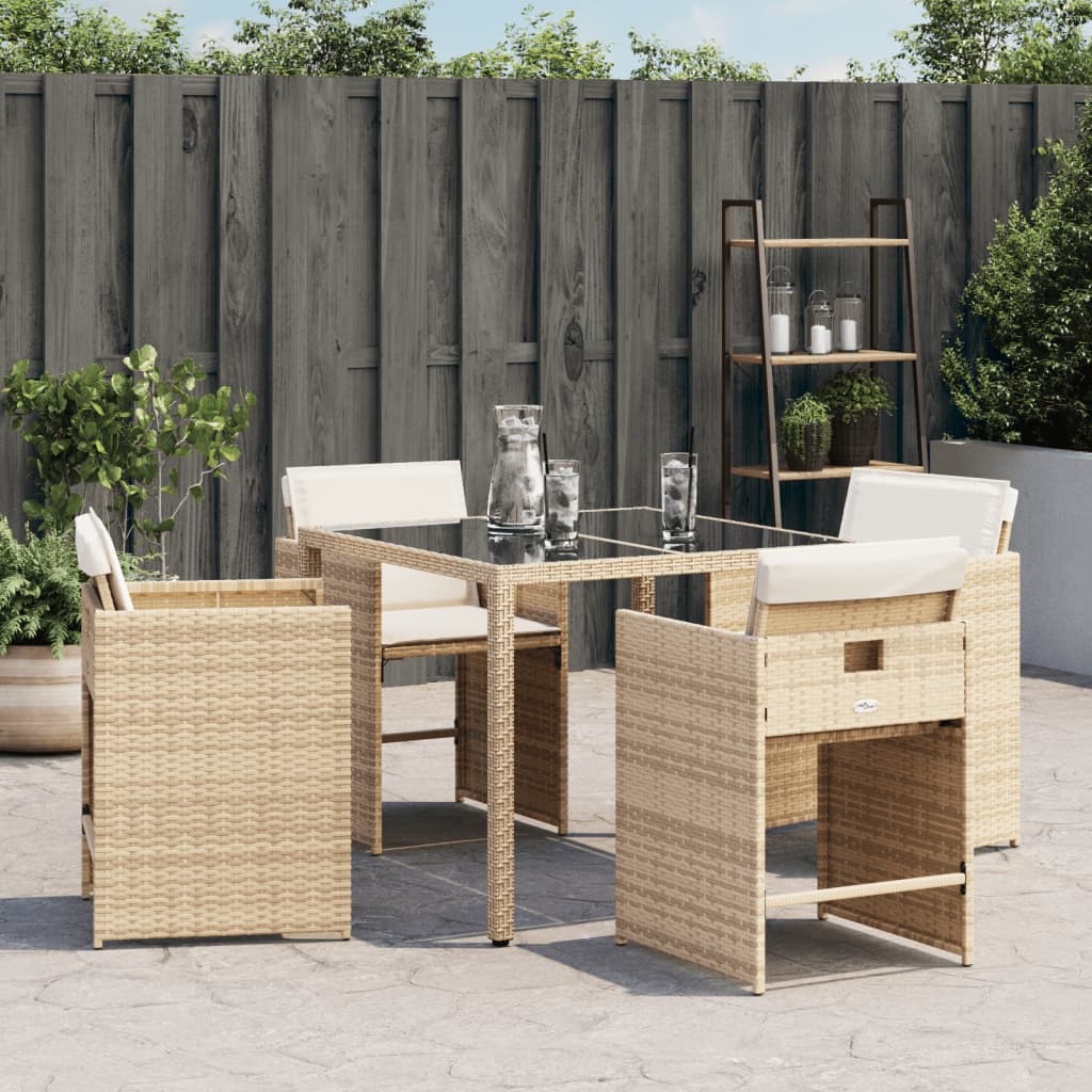 Tuinstoelen 4 st met kussens poly rattan beige is nu te koop bij PeponiXL, paradijselijk wonen!