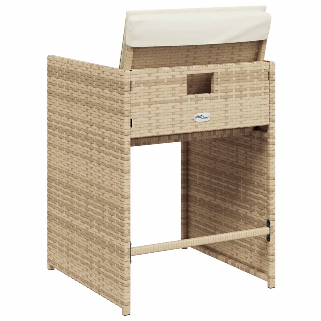 Tuinstoelen 4 st met kussens poly rattan beige is nu te koop bij PeponiXL, paradijselijk wonen!