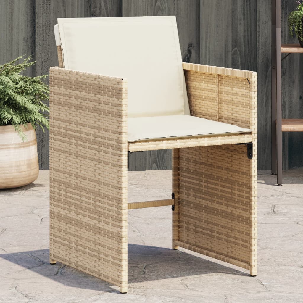 Tuinstoelen 4 st met kussens poly rattan beige is nu te koop bij PeponiXL, paradijselijk wonen!