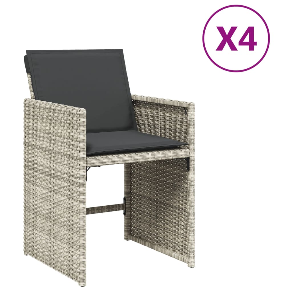 Tuinstoelen 4 st met kussens poly rattan lichtgrijs is nu te koop bij PeponiXL, paradijselijk wonen!